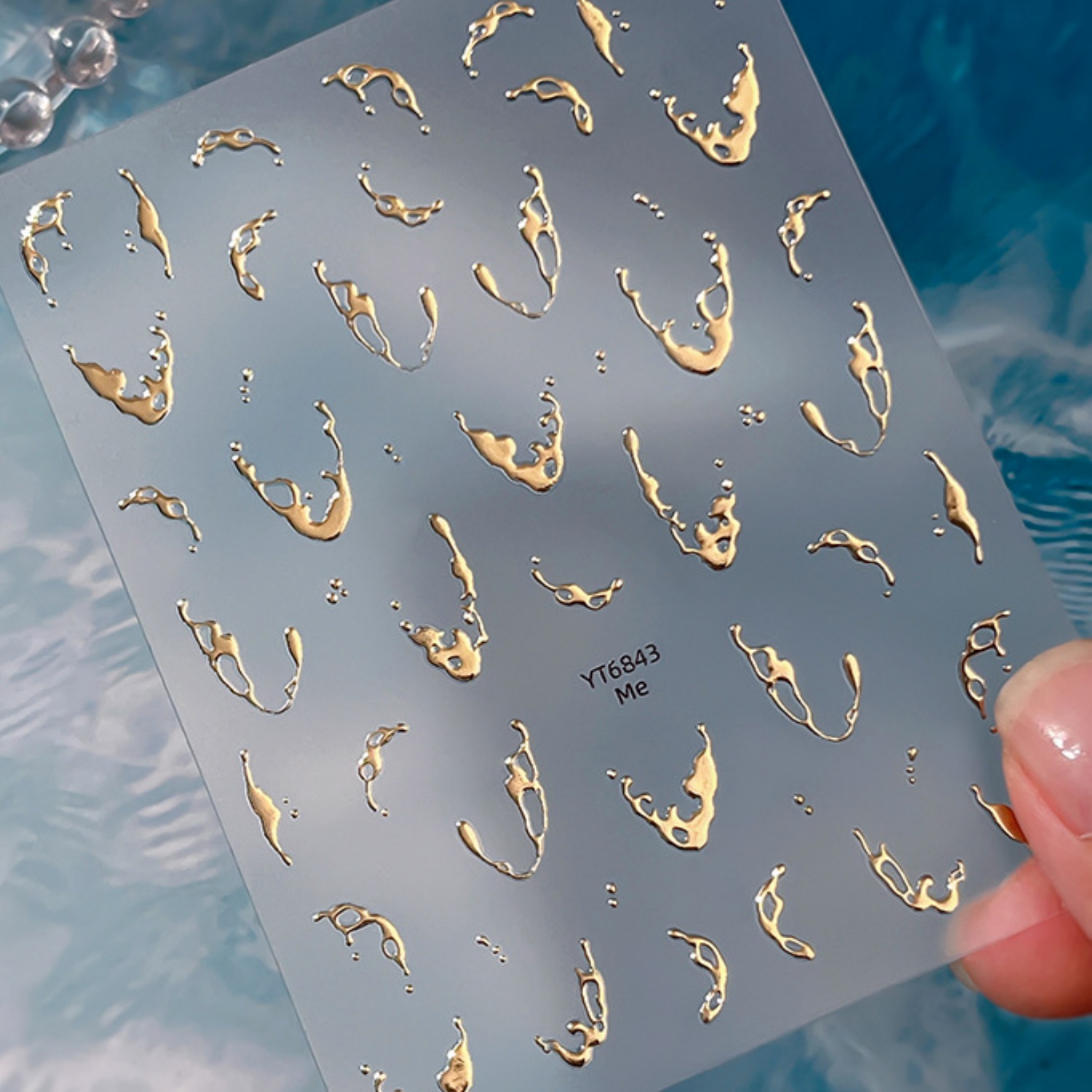 Gold Foil Water Splash 5D Nail - Freshwater Line ulasan dan harga