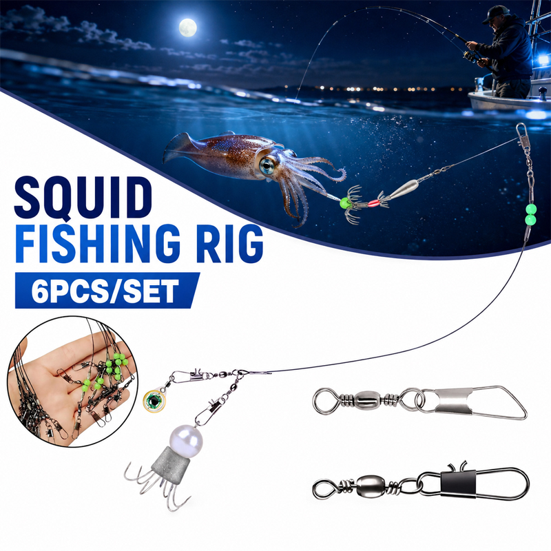 6pcs Squid Fishing Rig Octopus - Saltwater Line ulasan dan harga